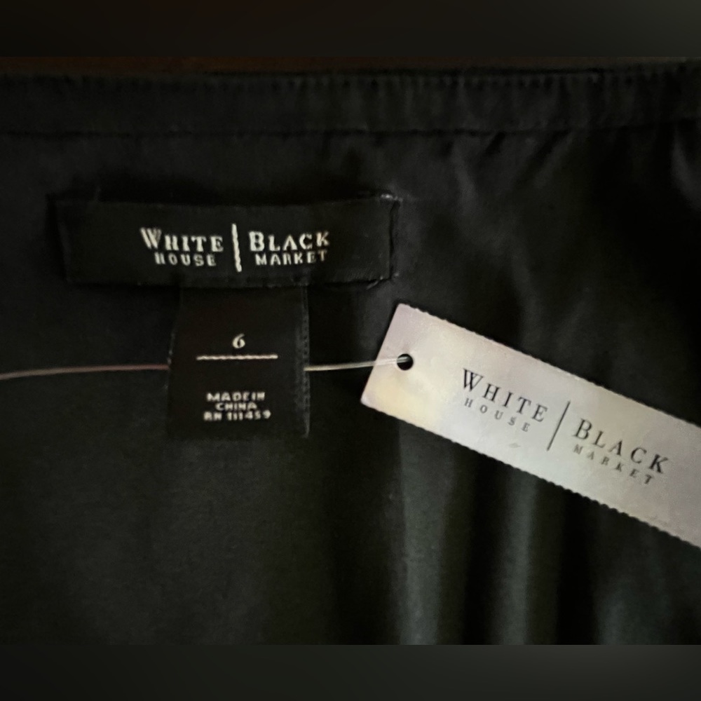 White House Black Market Heavy Lined Black Satin Skirt, 6 - Picture 3 of 14